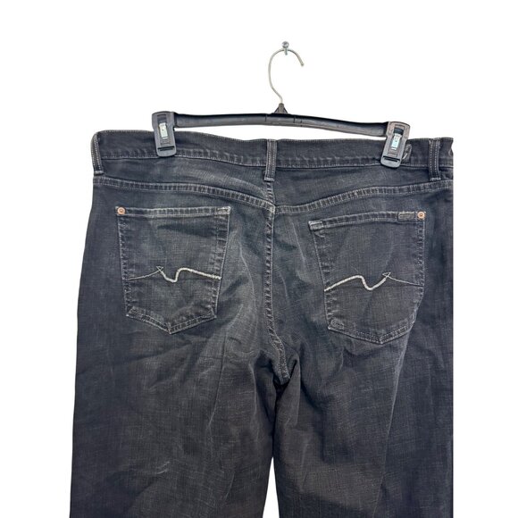 7 For All Mankind Mens Straight Button Fly Jeans Size 38 Black Stretch Denim USA - Picture 7 of 7